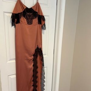 Satin mauve maxi dress